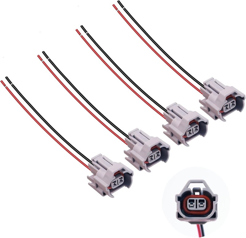 AuRandoo FIC2150 Fuel Injector Connector Electrical Pigtail Plug Compatible with Mitsubishi Nissan Toyota Subaru Quick Disconnect Pigtails 4PCS - Image 1